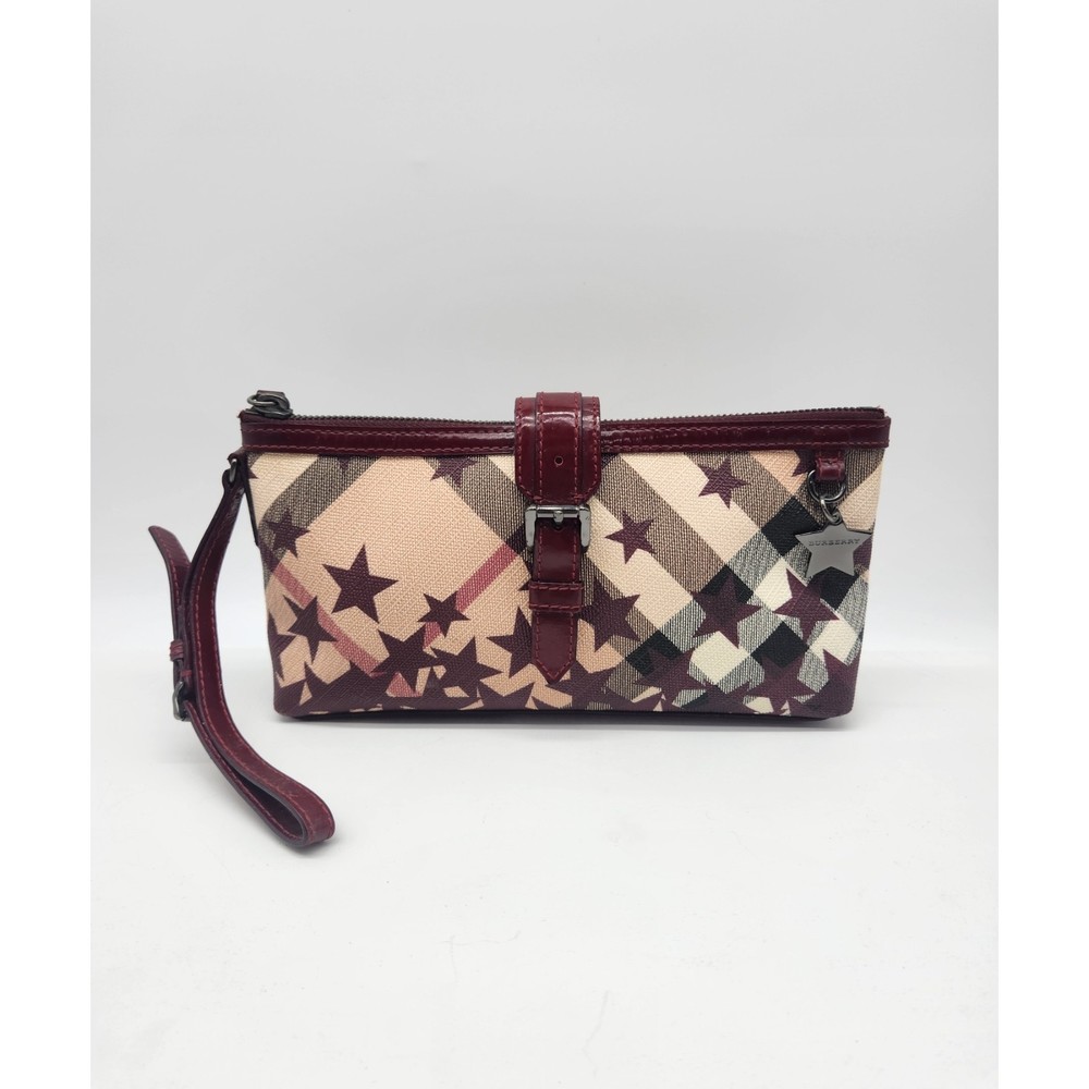 Burberry Star Pattern Clutch - Burgundy and Beige